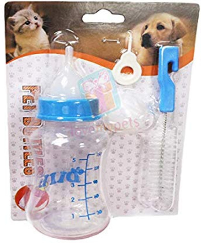 S.Blaze High Quality 50ml Plastic Pet Small Dog Puppy Cat Kitten Milk Nursing Care Feeding Bottle Set Pet Nursing Kit Transparent Plastic Pet Bottle(50 ml Multicolor)