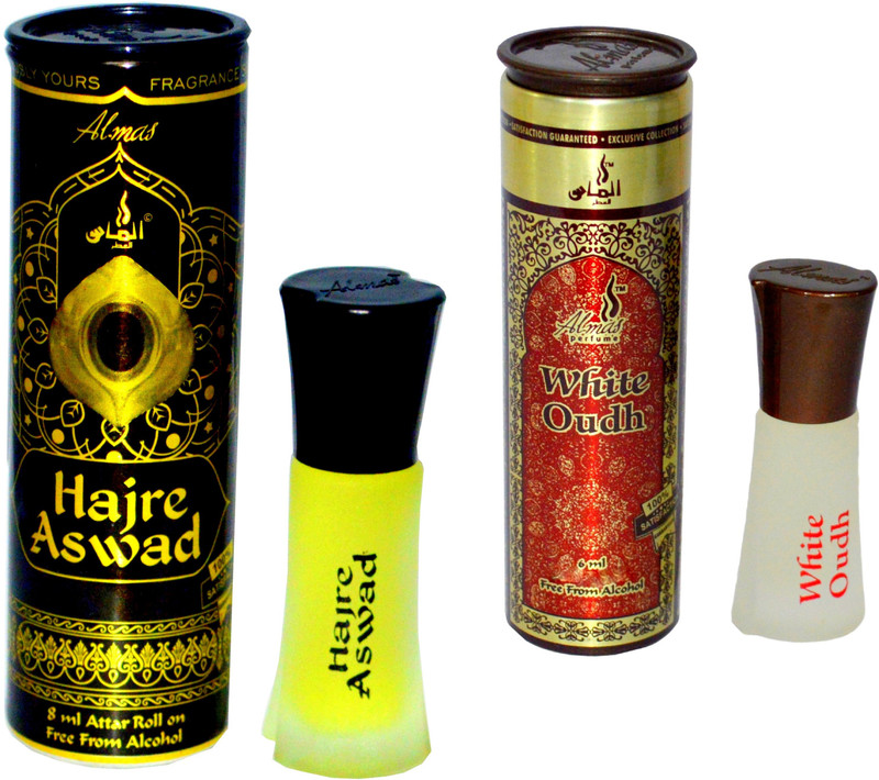 Almas HAJRE ASWAD and WHITE OUDH UAE fascinating fragrance pocket Floral Attar(Floral)