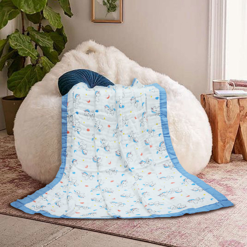 lillypupp Cartoon Double AC Blanket(Cotton, Blue)
