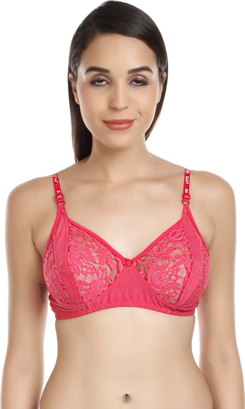 indiandeal Power Net Women, Girls Cage Bra Heavily Padded Bra(Pink)