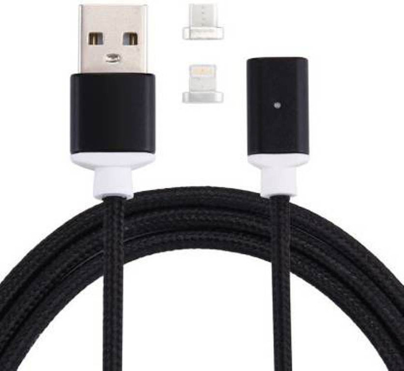 krishm 09 Magnetic Charging Cable(Compatible with Apple, samsung, oppo, vivo, phones with microUSB, Black, Sync and Charge Cable)