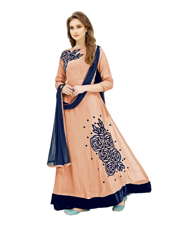 krisha print Georgette Printed Gown/Anarkali Kurta & Bottom Material(Semi Stitched)