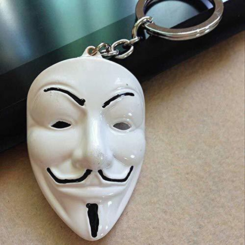 retrowear Face Mask Character Collectible White Metal Keyring for Men Women Boys Girls Car Bike Key Chain White Key Chain