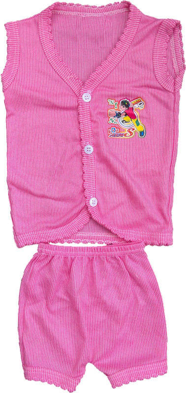 baby sikha Boys & Girls Casual T-shirt Shorts(Pink)