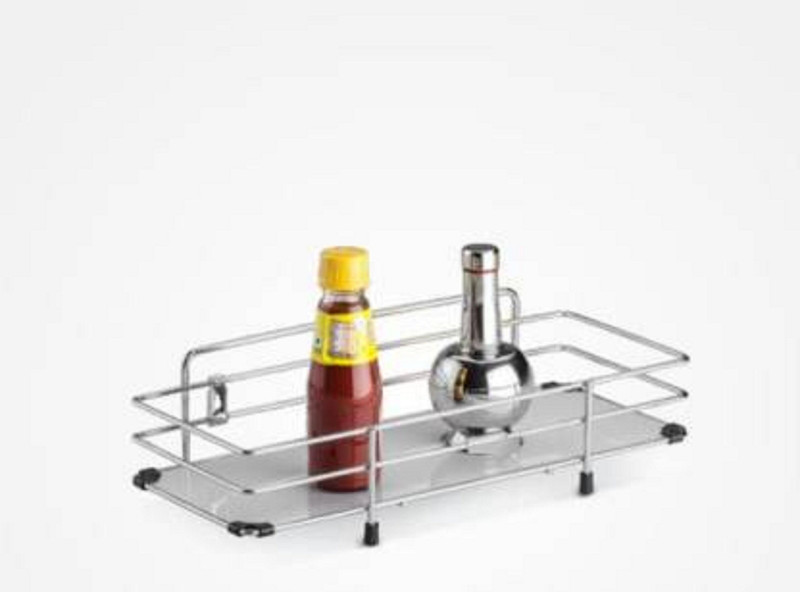 4tens Single Layer Wall mount Modular Rack Stainless Steel Kitchen Rack(Silver)