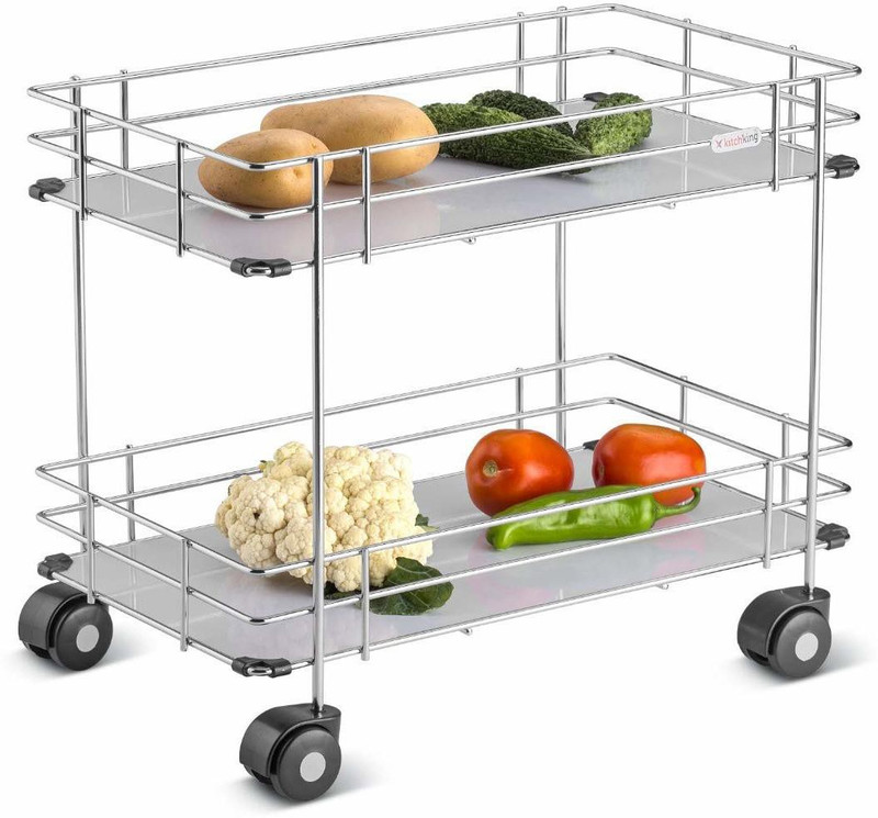 4tens Double Layer Stainless Steel Modular Kitchen Trolley Stainless Steel Kitchen Trolley