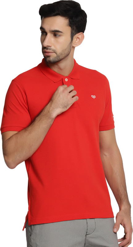 peeppal Solid Men Polo Neck Red T-Shirt
