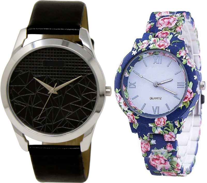 watchsales Blue Marbal Dial A Fancy Strap Analog Cupal Combo Analog Watch  - For Men & Women