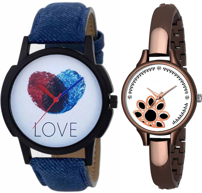 rigolz Combo pack 2 Attractive Party-Wedding Multicolor Dial Bracelet Bangle Couple Watch For Boys & Girls ZZ406F67 Analog Watch  - For Men & Women