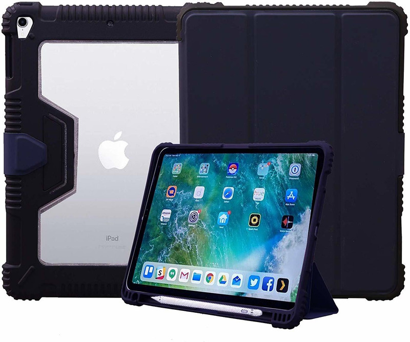 YAOJIN Flip Cover for Apple iPad 9.7" 2017 2018 5th Gen/6th Gen Air 1 Air 2 Pro 9.7 (A1893/A1954) with Pencil Holder(Dark Blue, Cases with Holder)