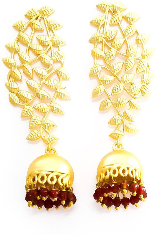 shre jewellery leaf shaped golden jhumki earring Copper Jhumki Earring