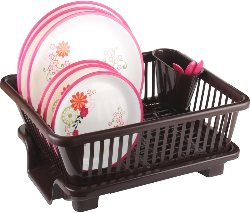 Buy Chefstar 3 in 1 Large Sink Set Dish Rack Drainer with Tray for Kitchen Dish Rack Organizers Dark Brown Plastic Kitchen Rack Brown Online at desertcartUAE