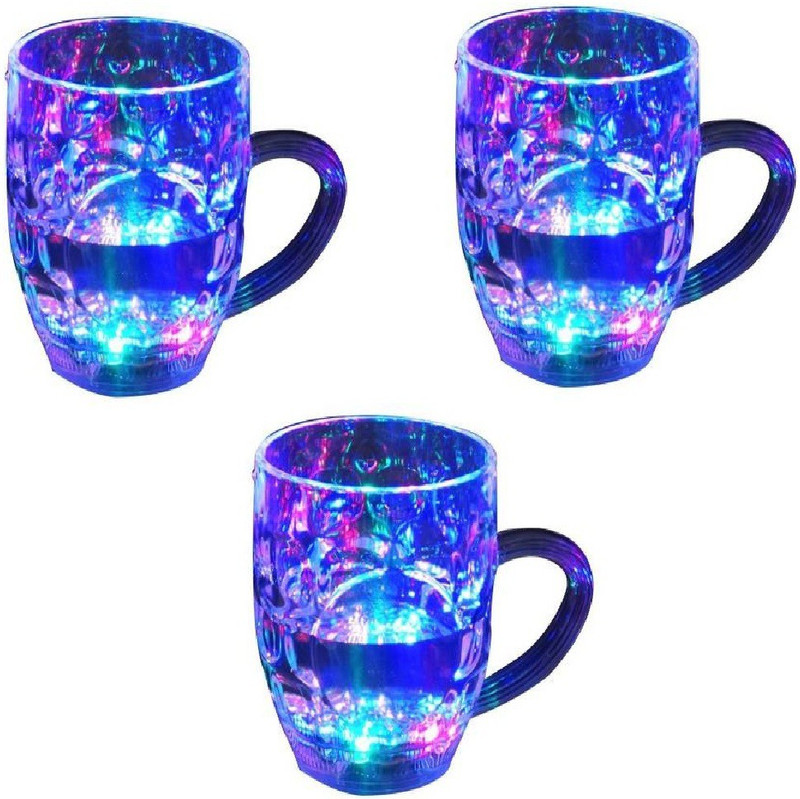 komet Beer Party Led Light Plastic (300 ml, Pack of 3) Plastic Mug(300 ml, Pack of 3)