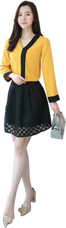 pahervesh Casual Full Sleeve Solid Women Yellow Top