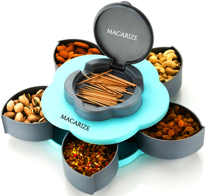 MACARIZE Plastic Grocery Container - 1500 ml(Grey, Blue)