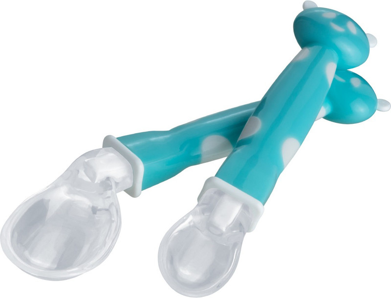 FISHER-PRICE 100% Non-Toxic, BPA-Free Baby Training & Feeding Spoon Set of 2 | Gentle on Gums  - Silicone(Blue)