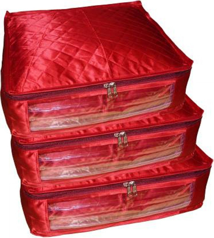 ultimatefashionista saree cover High Quality Pack of 3 Satin Garments Cover (Maroon) 3pc saree cover sm(maroon)(Maroon)