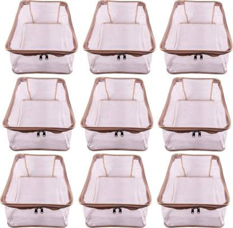 ultimatefashionista saree cover Designer 7 Inch Height Full Transparent Big Shirt/T-shirt 9pc shirt cover t.p(gold)(White)