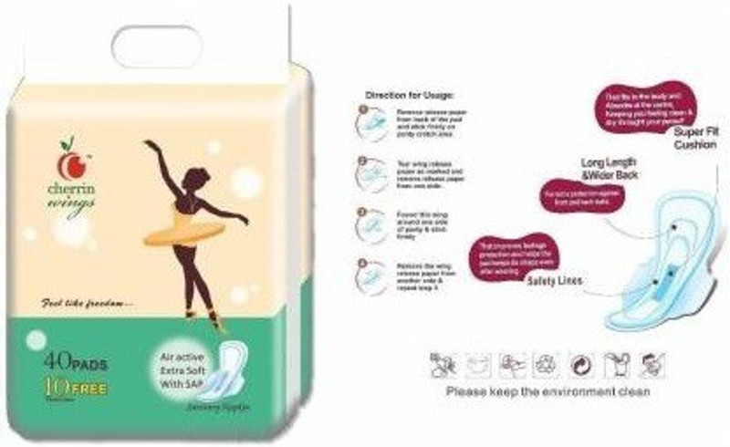 cherrin ings XXL Premium Soft 40+10 extra Sanitary Pad (Pack of 50) Sanitary Pad Sanitary Pad