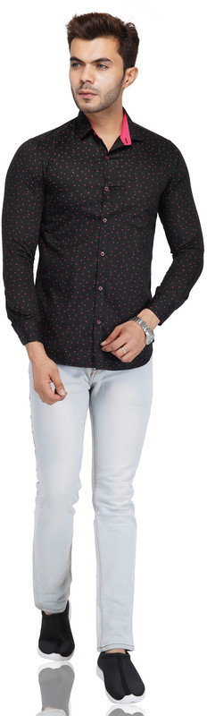 am2pm Men Printed Casual Black Shirt