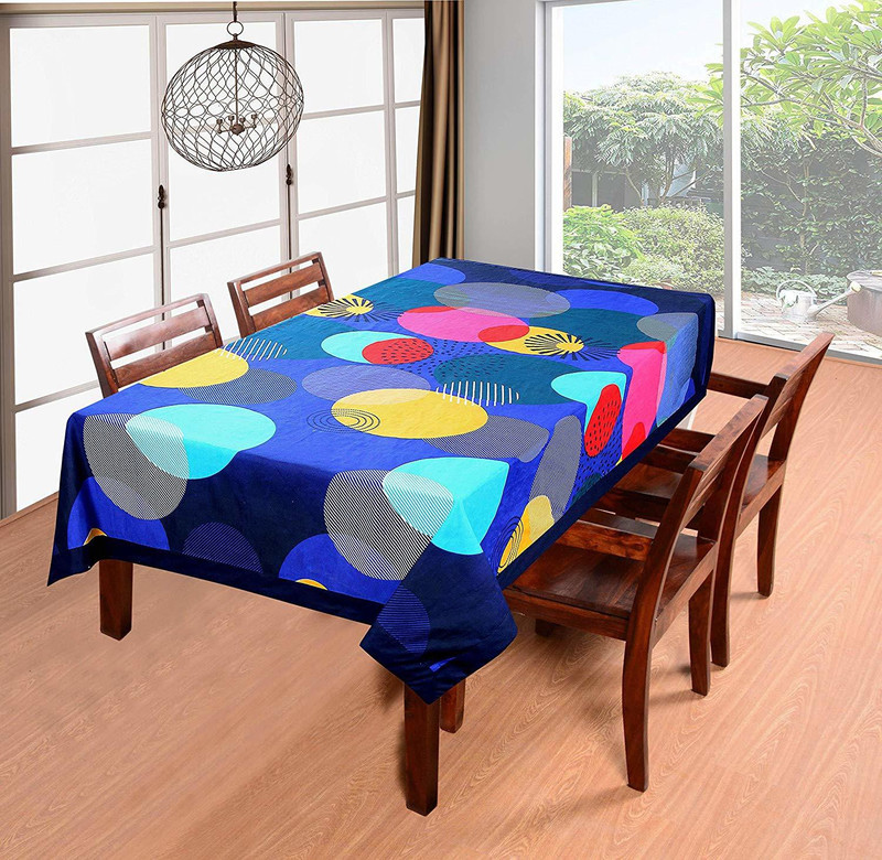 royal timer Solid 6 Seater Table Cover(yellow color, blue color, Cotton)