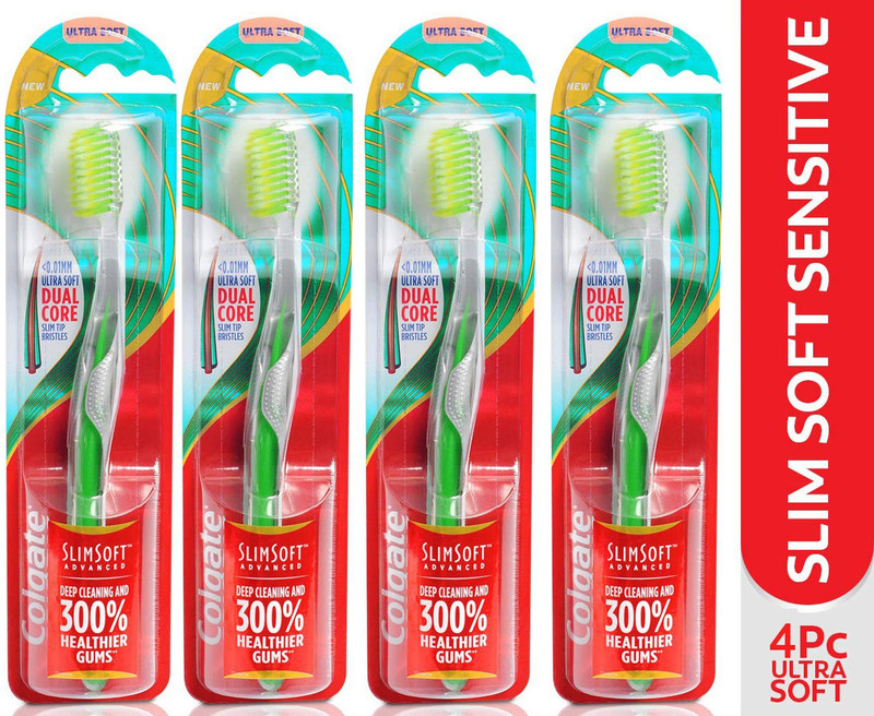 Colgate Slimsoft Advanced (Pack of 4) Ultrasoft Toothbrush (Color May Vary) Ultra Soft Toothbrush(Pack of 4)