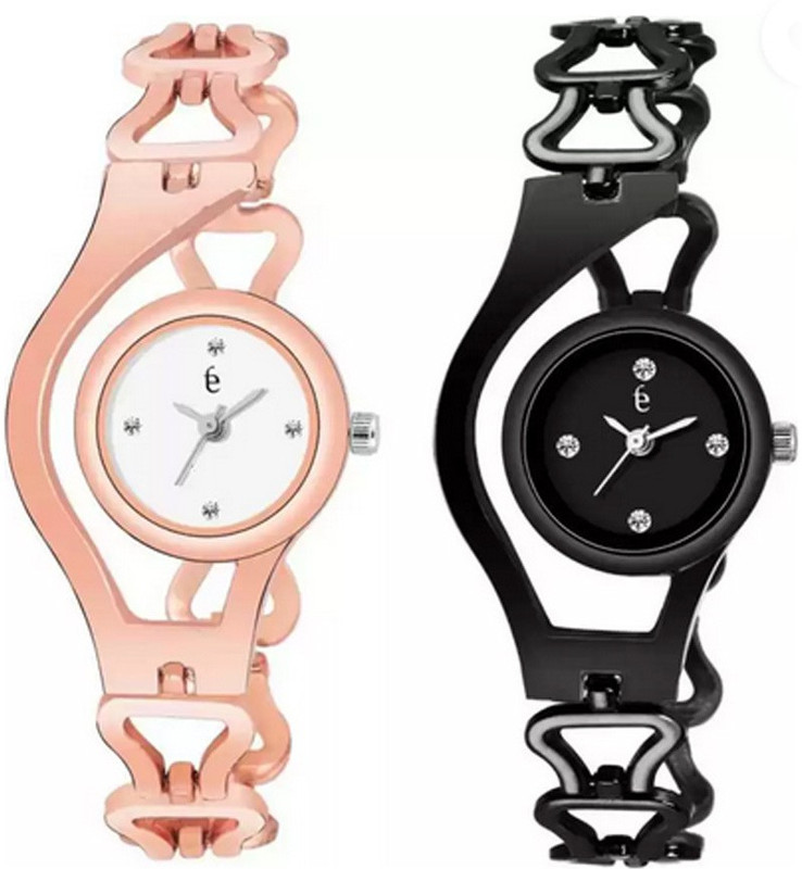 lead Chain Gold-Blk metal belt for girls Analog Watch  - For Girls