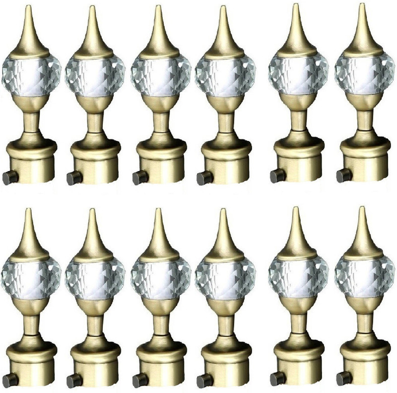 tajhardwaregallery Gold, Silver Rod Rail Bracket, Curtain Knobs(Pack of 6)