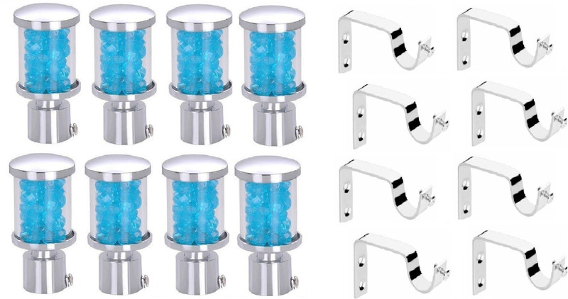 tajhardwaregallery Blue Rod Rail Bracket, Curtain Knobs(Pack of 16)