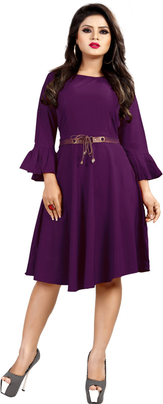 jodhanienterprise Women Skater Purple Dress