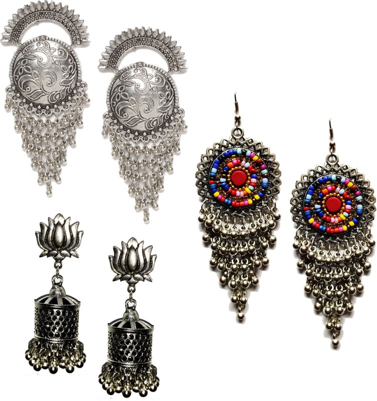 Oxidized Heaven Afghani Stylish Tribal Chandbali Oxidized Dangle Long Earrings for Women...