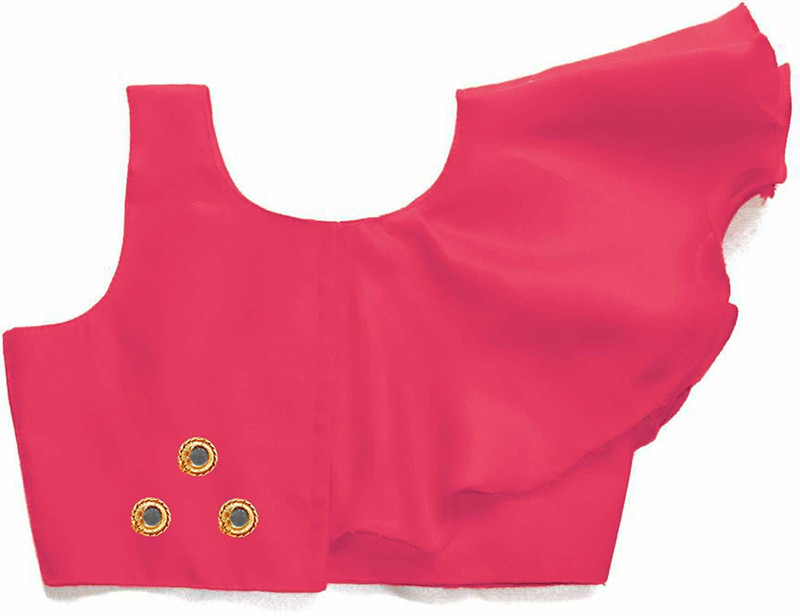 shoryam faishon Girls Lehenga Choli Western Wear Self Design Lehenga & Crop Top(Pink, Pack of 2)