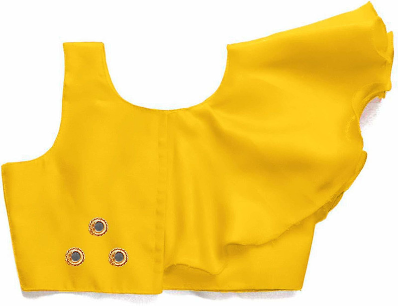 shoryam faishon Girls Lehenga Choli Western Wear Self Design Lehenga & Crop Top(Yellow, Pack of 2)