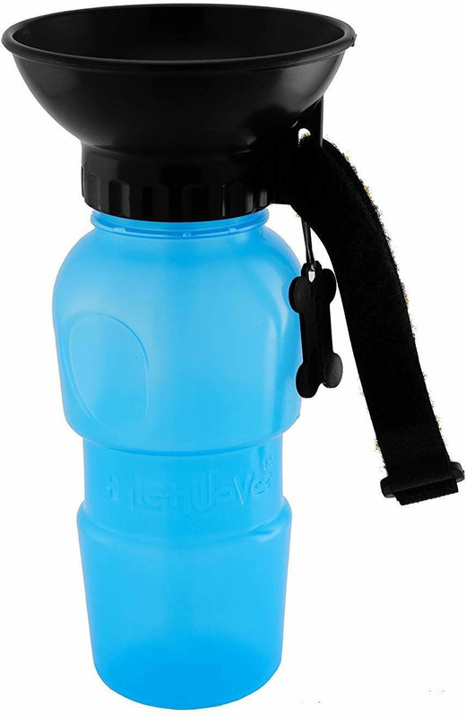 MOSHTU Round Plastic Pet Bowl & Bottle(500 ml Blue)