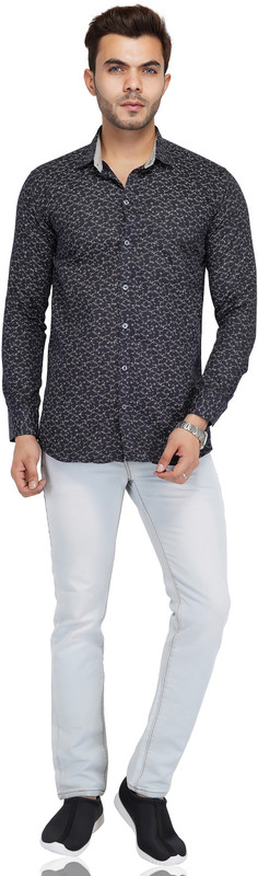am2pm Men Printed Casual Black Shirt