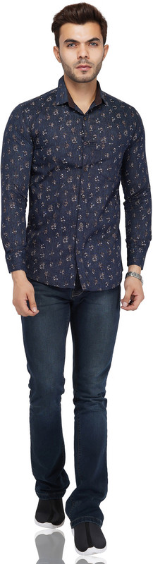 am2pm Men Printed Casual Black Shirt