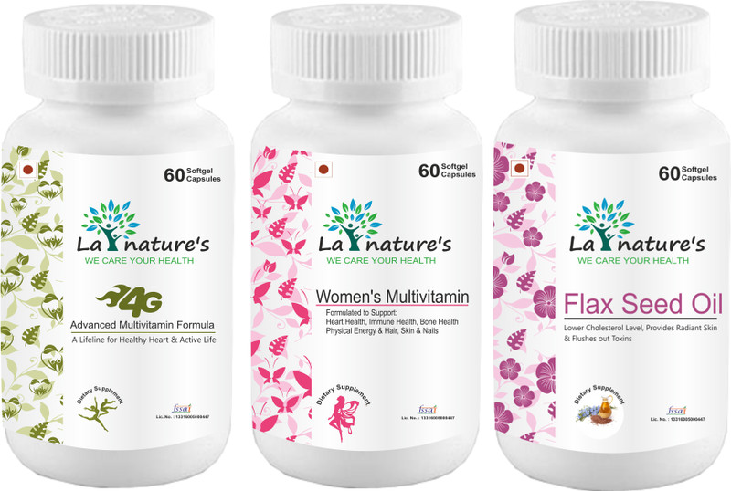 la natures Multivitamin + Women's Multivitamin + Flaxseed Oil Capsule(180 Tablets)