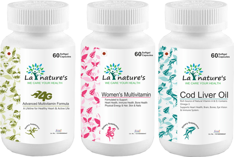 la natures 4G Advanced Multivitamin + Womens Multivitamin + Cod Liver Oil(180 Tablets)