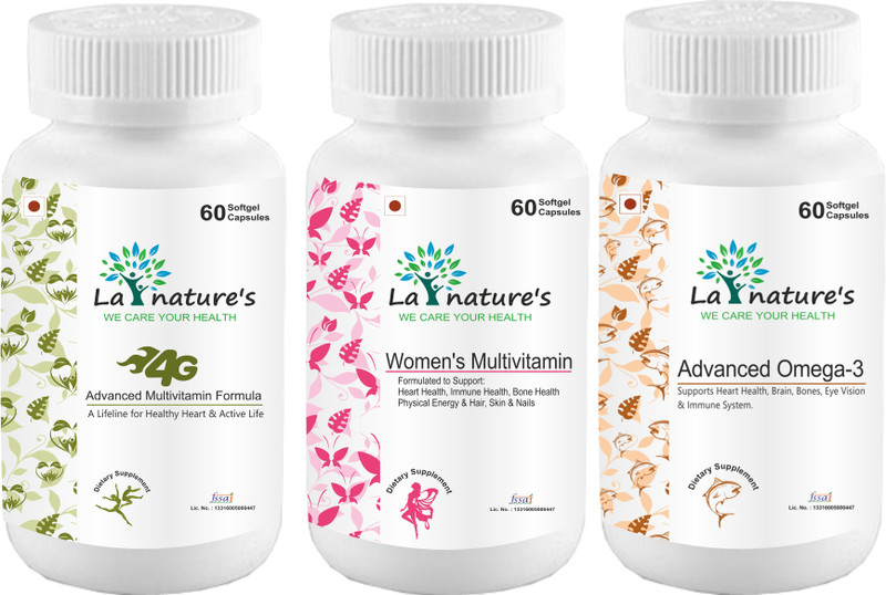 la natures 4G Advanced Multivitamin +Women's Multivitamin + Omega 3 Capsule(180 No)