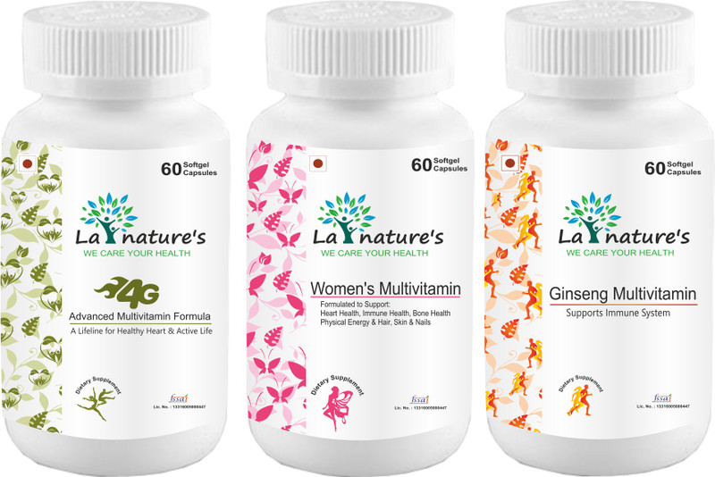 la natures Multivitamin + Women's Multivitamin Capsule+ Ginseng Multivitamin(180 Tablets)