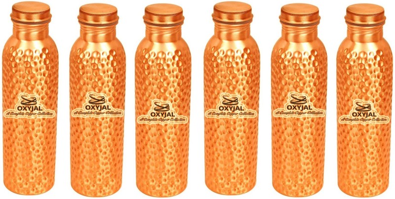 Oxyjal Branded Pure Copper Bottle For Make Water Pure Mineral 1000 ml Bottle(Pack of 6, Brown)