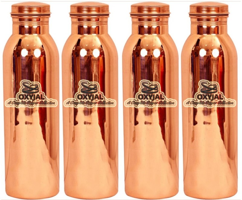 Oxyjal Branded Pure Copper Bottle For Make Water Pure Mineral 1000 ml Bottle(Pack of 4, Brown)