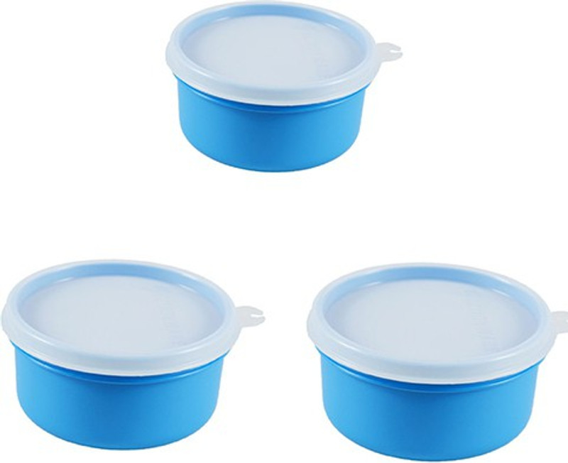 qikksecommerce Mini Round Lunch Box - 1.5 L Plastic Utility Box (Blue) Pack of 3  - 1.5 L Plastic Utility Box(Pack of 3, Multicolor)