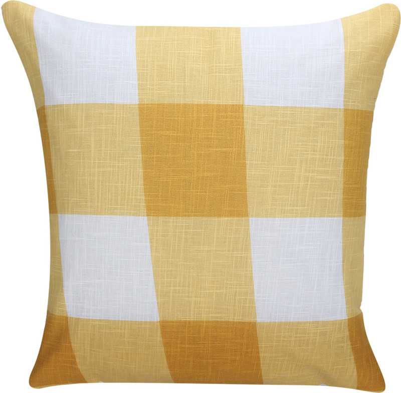 bantal Checkered Cushions & Pillows Cover(Pack of 5, 40 cm*40 cm, Yellow)