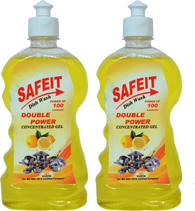 safeit Dishwash Gel - 550 ml (Lemon) (Pack of 2) Dish Cleaning Gel(Lemon, 550 ml)