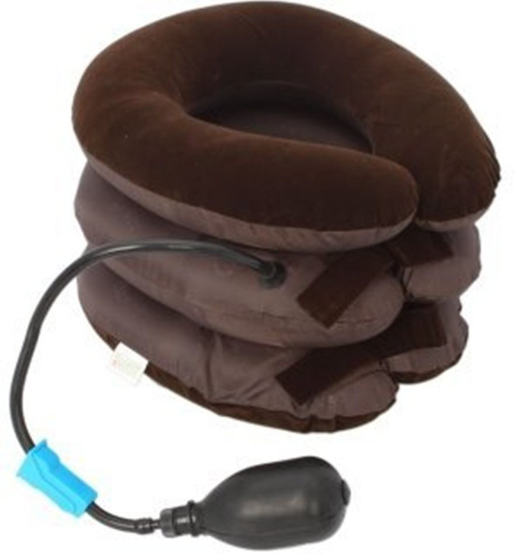 swabs Tractors Pneumatic Air Bag 3 Tier Inflatable Neck Pillow(brown)