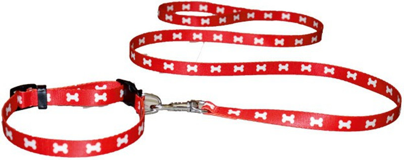 furryangels Furry Angels Printed Nylon Adjustable Collar and Leash Set (Size - Small) for small Dogs Dog Collar & Chain(Small, red)