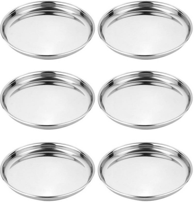 apna Stainless Steel Thali/Dinner Plates with Mirror Finish Dinner Plate Dinner Plate(6 Units)