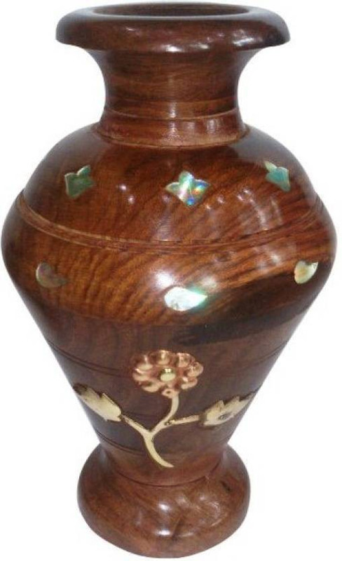 all crafts art wooden flower vas, carving flower pot Wooden Vase(22 inch, Brown)