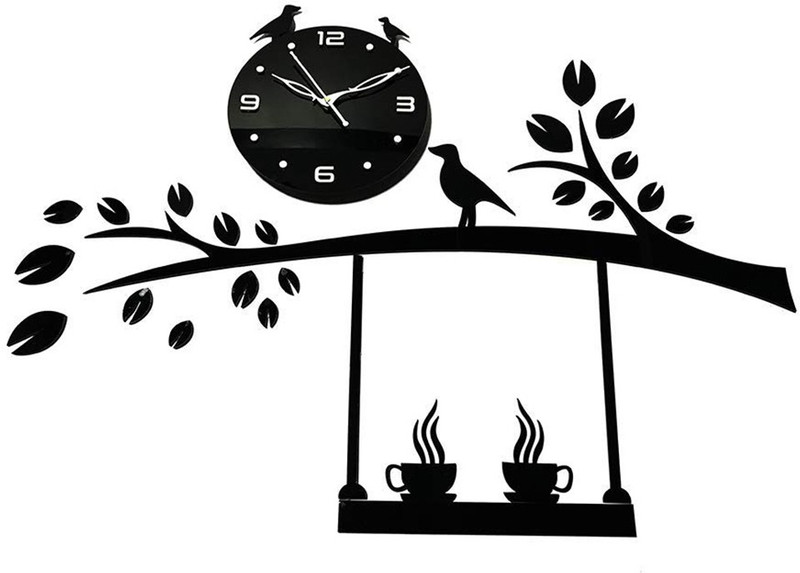 woov Analog 60 cm X 76 cm Wall Clock(Black, Without Glass)